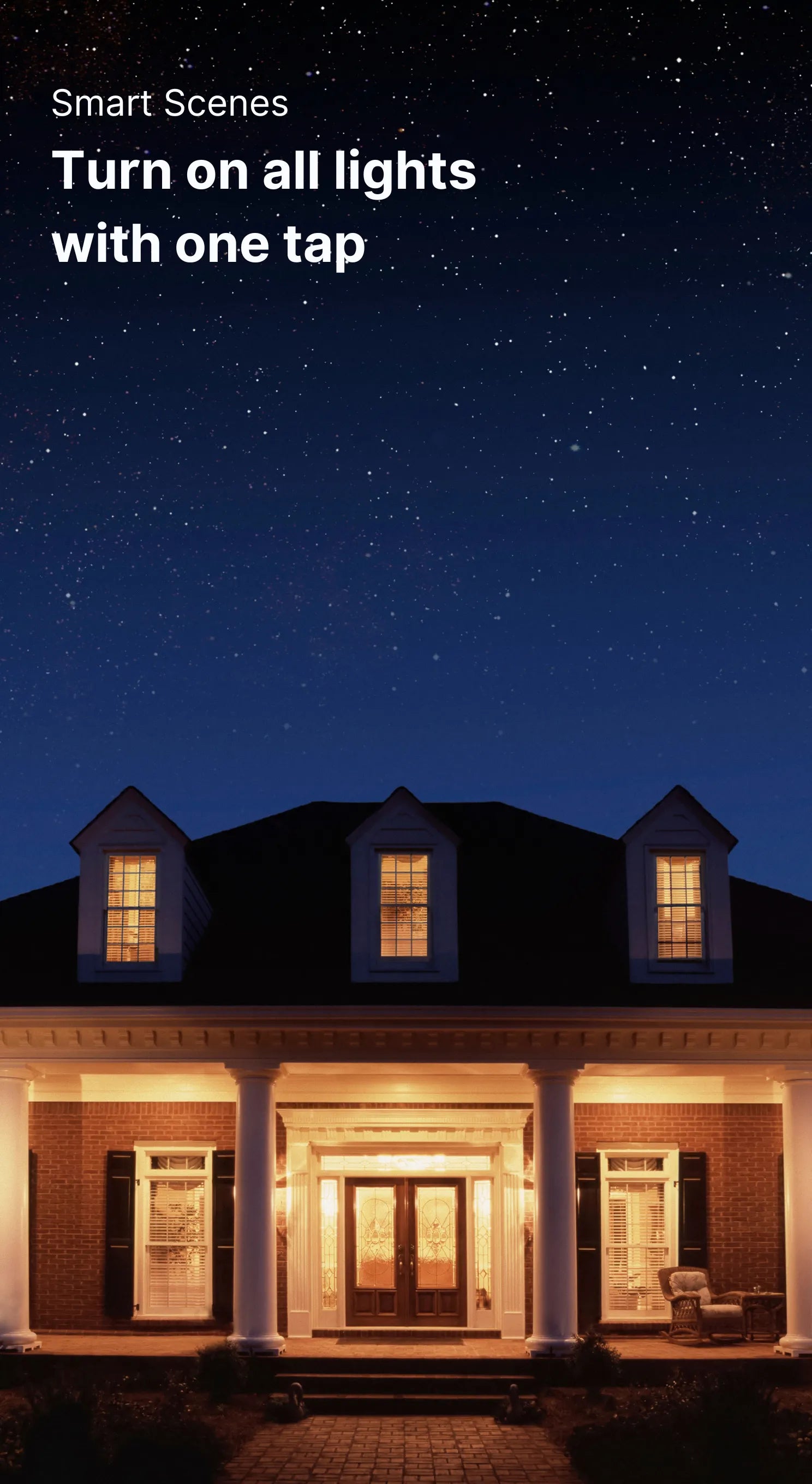 Home with Lights On At Sunset under Blue Sk With Stars