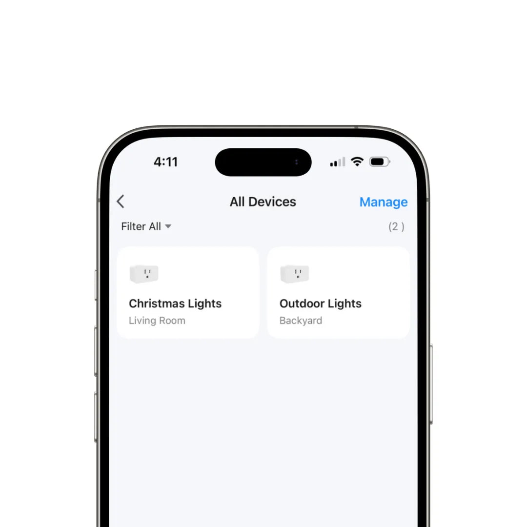 App Screen Showing Two Smart Plugs under "All Devices" Category