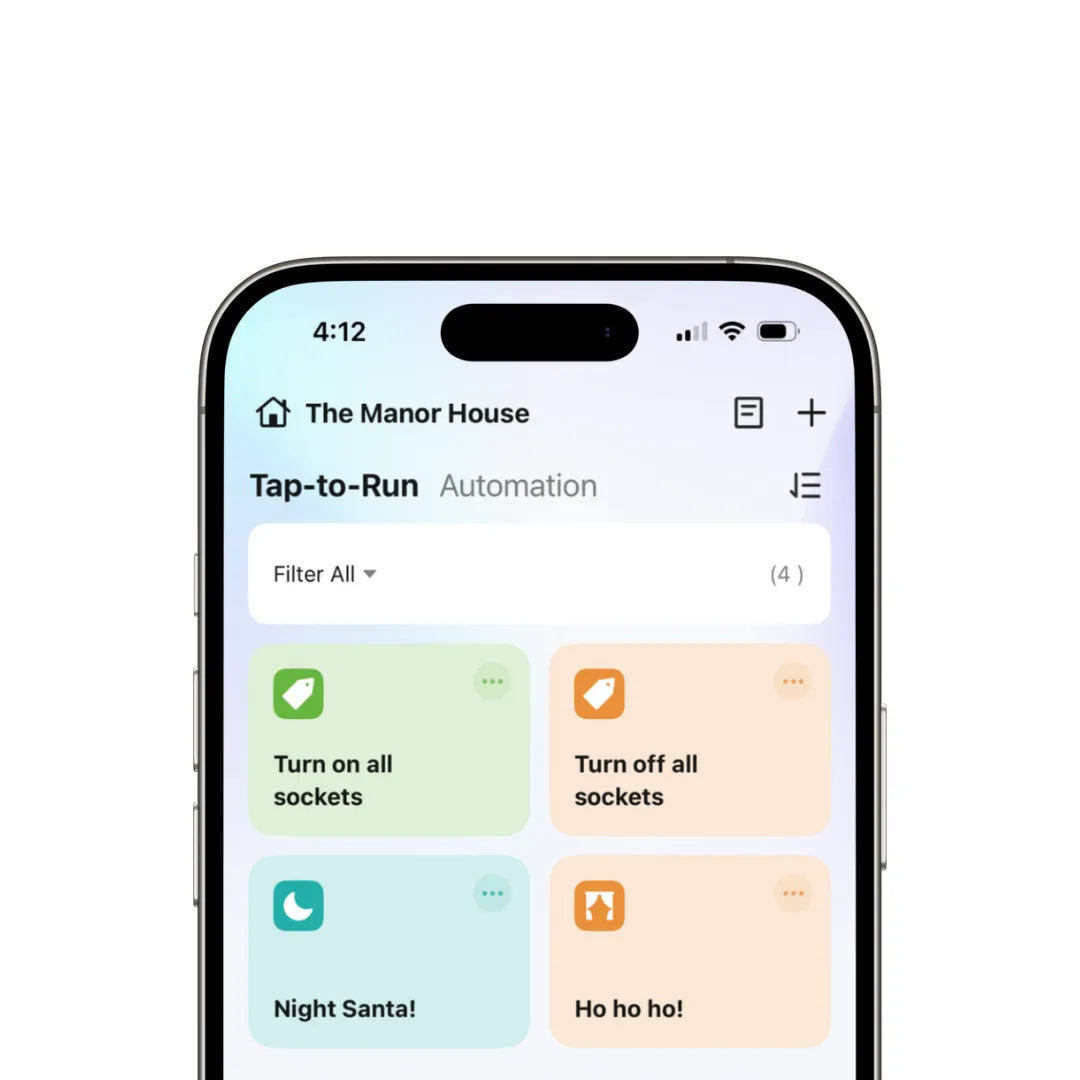 App Screen Showing Four Custom Smart Home Scenes