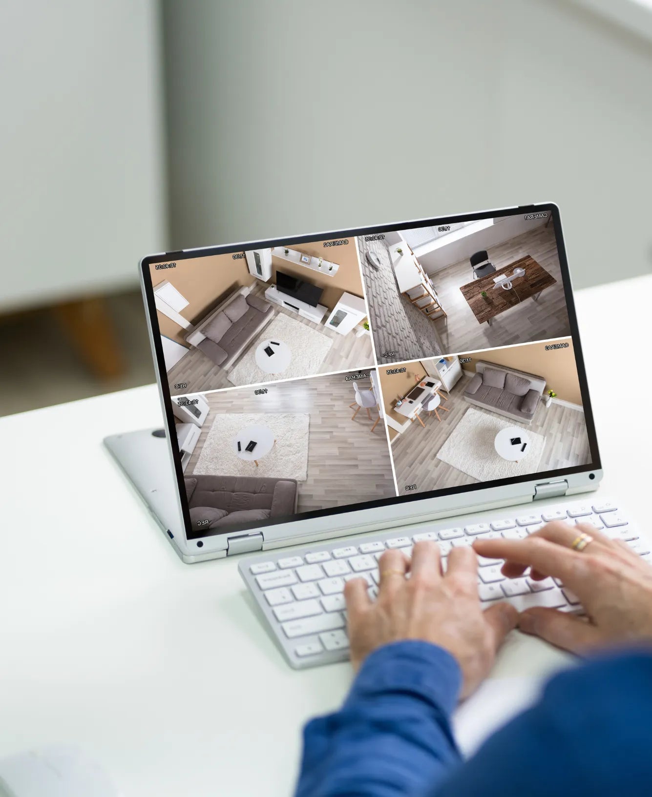Four Camera Live Feed Showing on Tablet