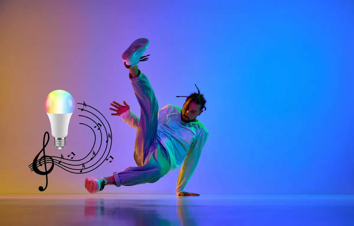 Man Break Dancing In Empty Room Under Neon Light