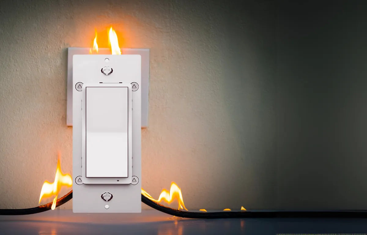 Smart Switch Placed In Front of Wires On Fire
